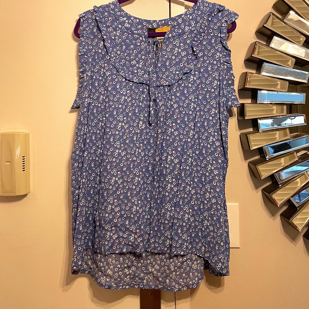 Periwinkle Ruffled Floral XL Tank Top NWT